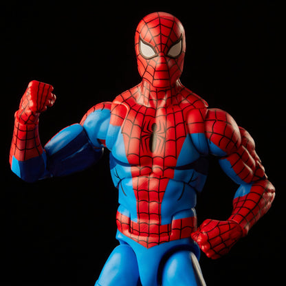Spider-Man Marvel Legends Retro Collection 6-Inch Cel Shaded Figure — Figure Detail Close-Up Upper Body