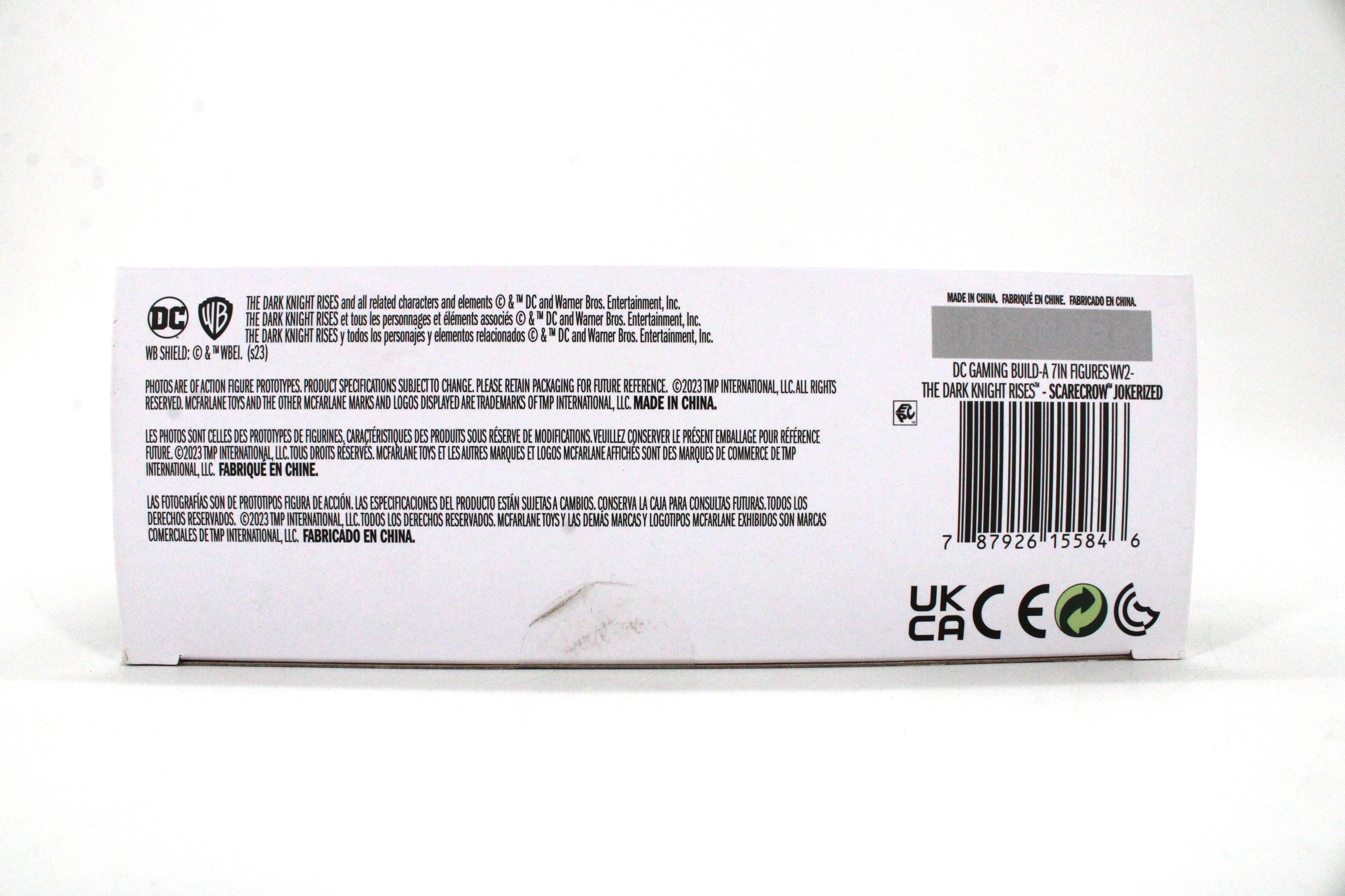 Scarecrow DC Multiverse Gold Label Artist Series — Package Detail with Barcode and Legal Text