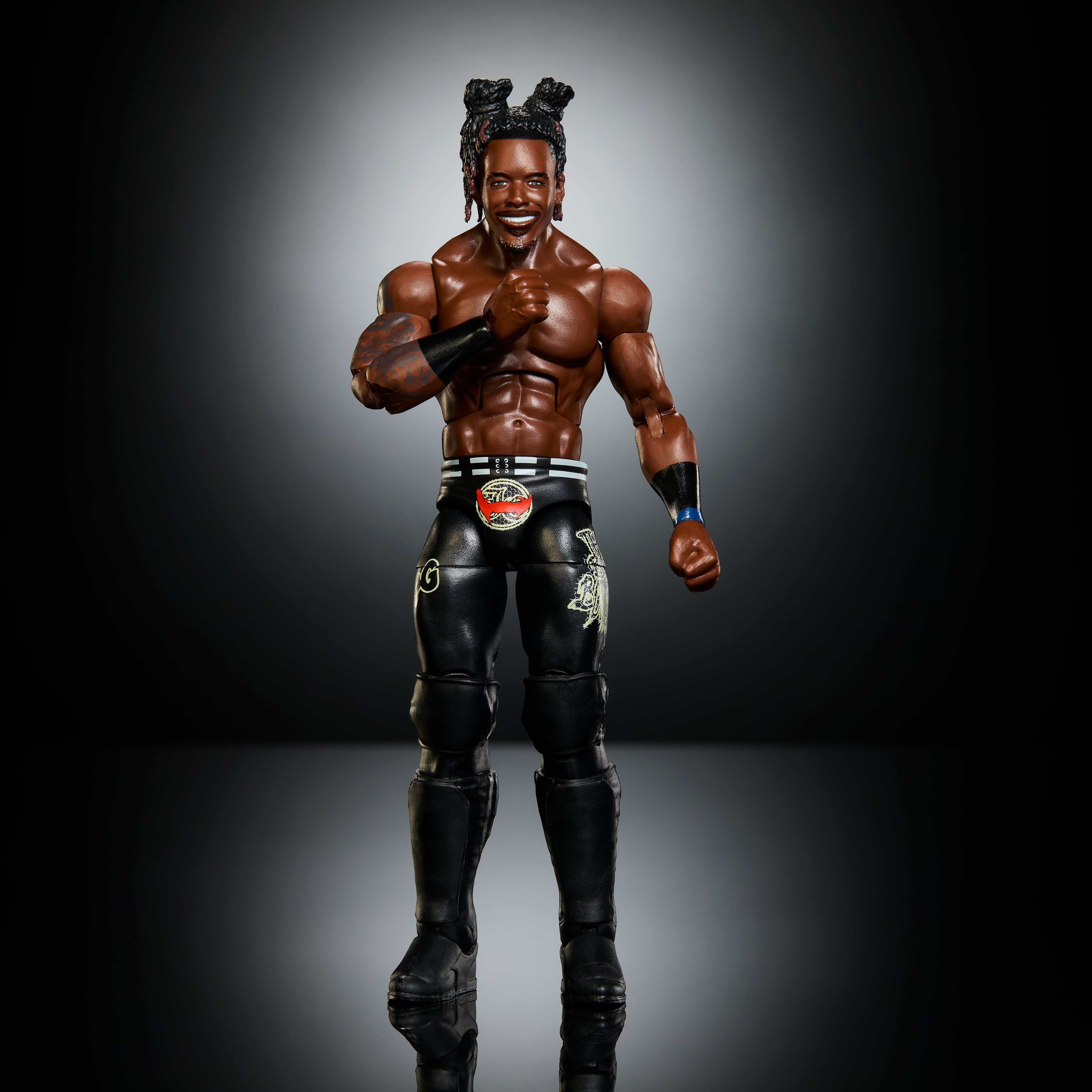 Je'Von Evans WWE Elite Collection 6-Inch Figure — Front View Without Shirt, Ring Attire Detail