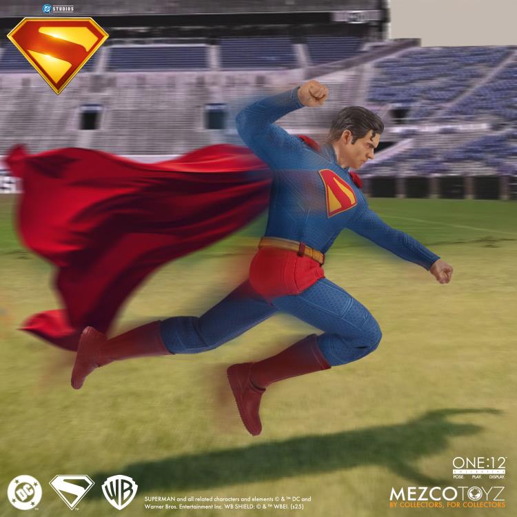 Superman 2025 One:12 Collective 1/12 Scale Figure — Articulation Pose Running Action Shot