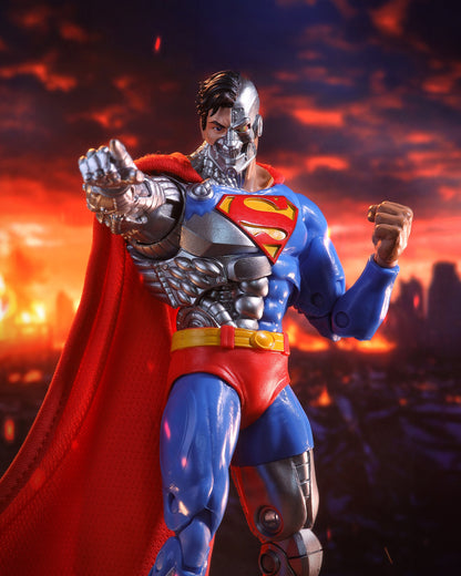 Cyborg Superman DC Multiverse 7-Inch Figure — Figure Detail Close-Up of Cyborg Face and Chest Plating