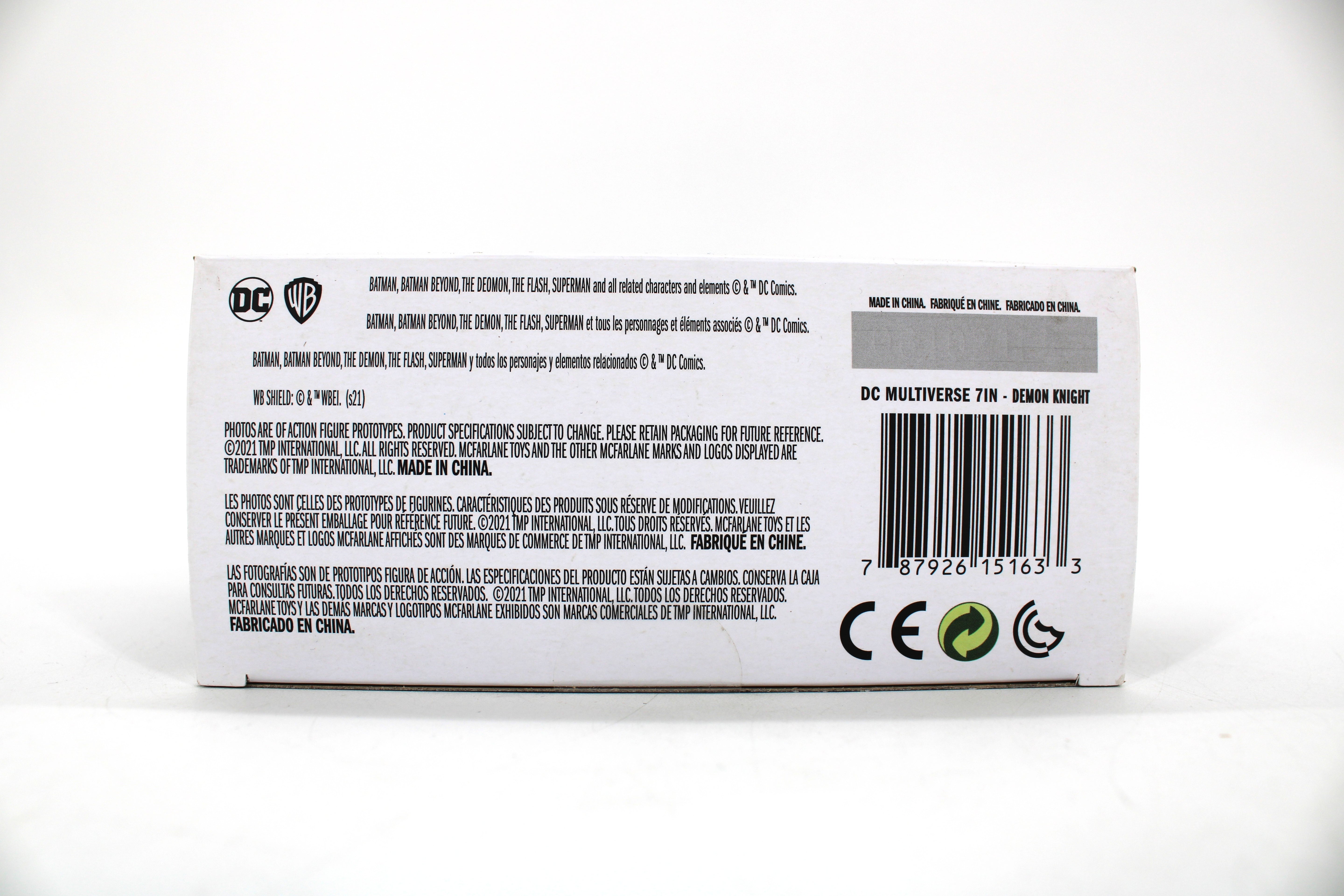 The Demon (Demon Knights) DC Multiverse 7-Inch — Package Detail with Barcode and Legal Text