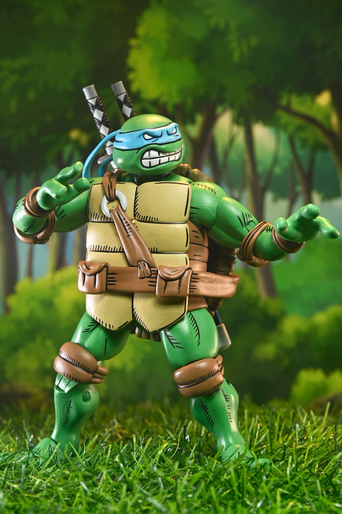 Leonardo TMNT x Usagi Yojimbo NECA 7-Inch Figure — Aggressive Stance with Katanas Sheathed