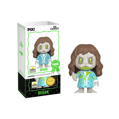 Regan Exorcist Pix! Vinyl Chase Variant — Side View of Figure with Green Vomit Detail Next to White Box