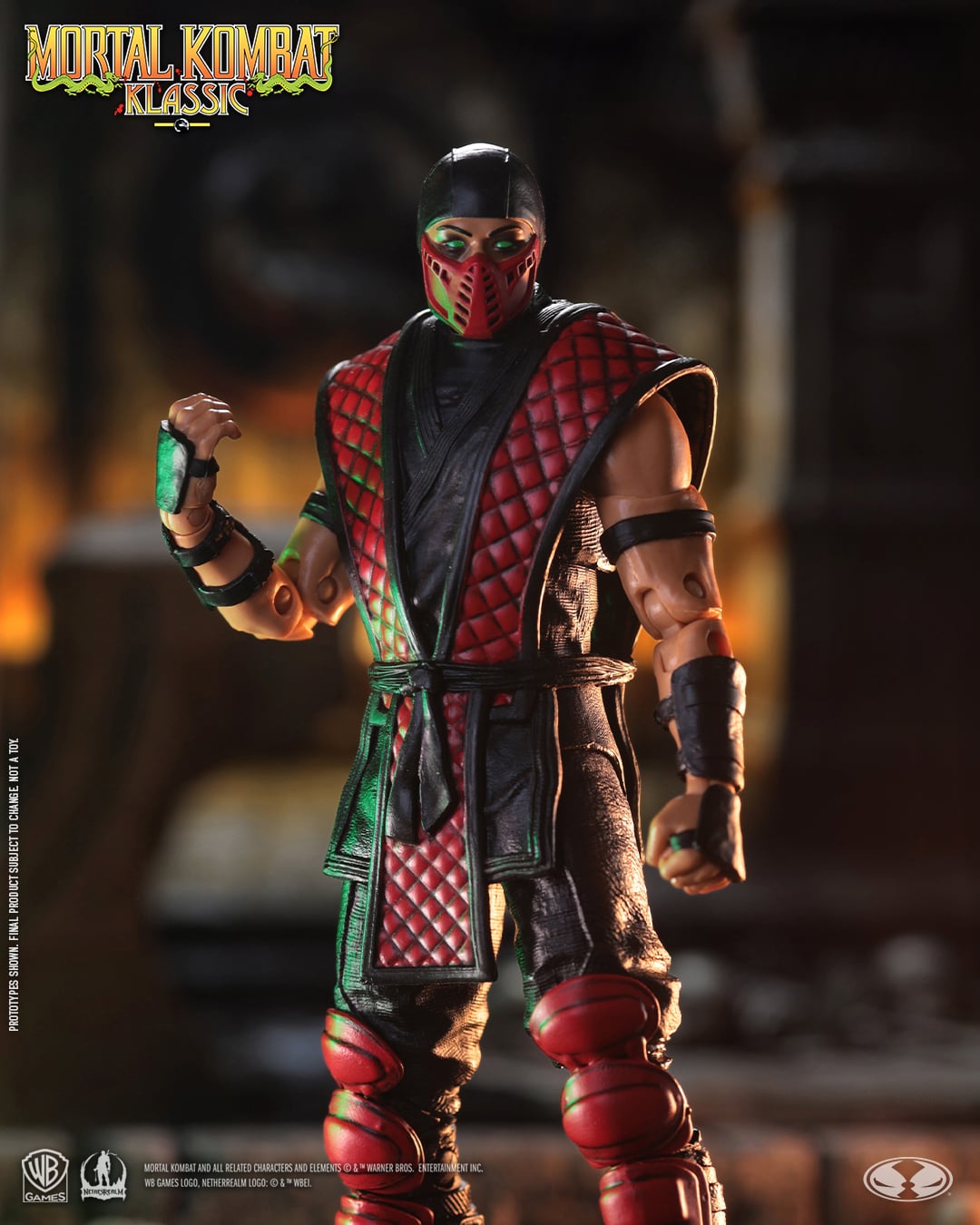 Ermac Mortal Kombat Klassic 7-Inch Figure — Front View upper-body detail highlighting quilted vest texture and green glow hands