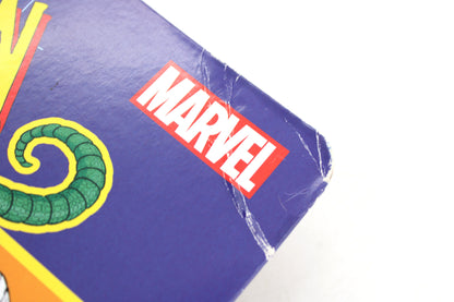 Marvel's Lizard Marvel Legends Spider-Man Retro Collection — Package Detail Close-Up Showing Marvel Logo and Corner Wear