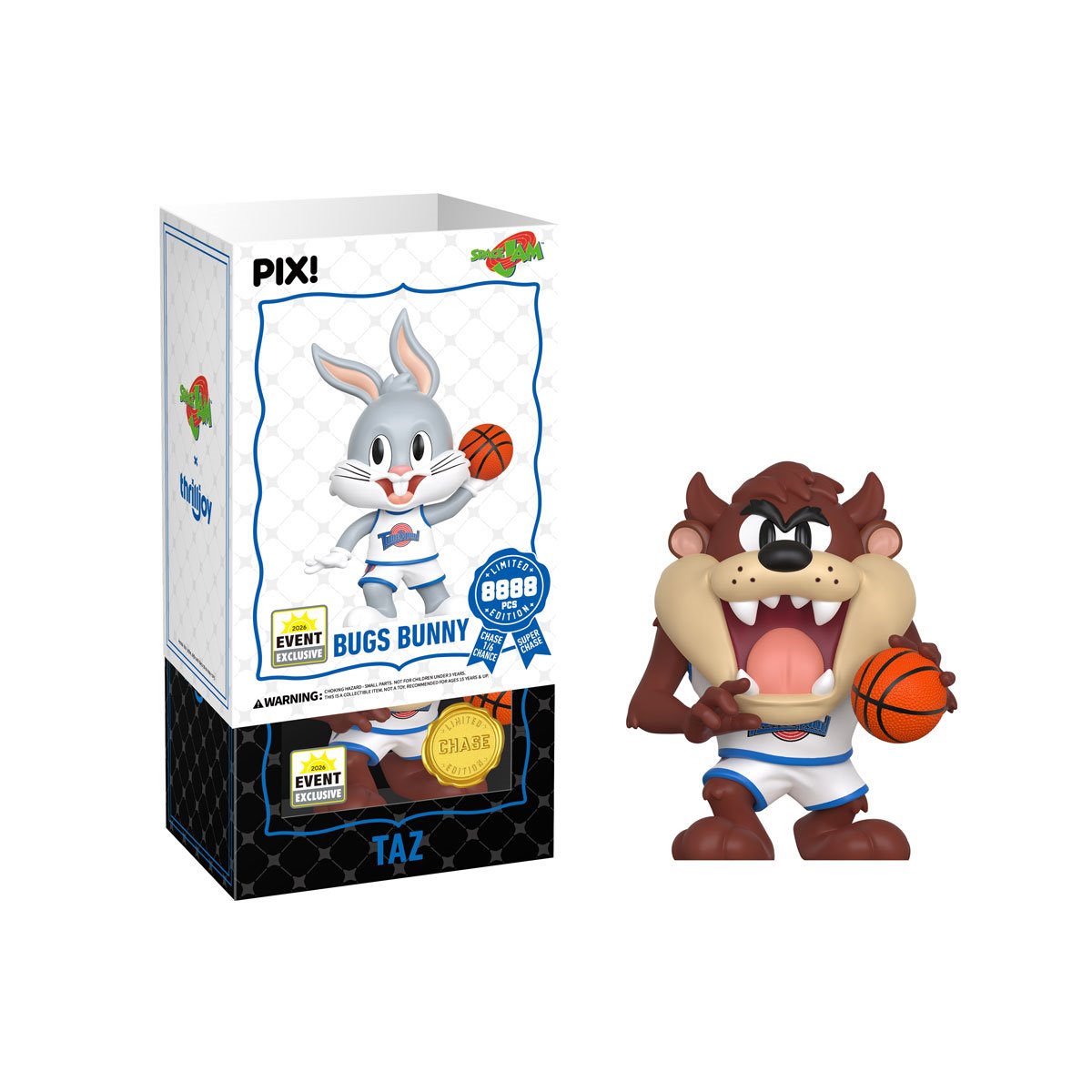 Taz Space Jam Pix! Vinyl Chase Figure with Bugs Bunny Box Package Detail