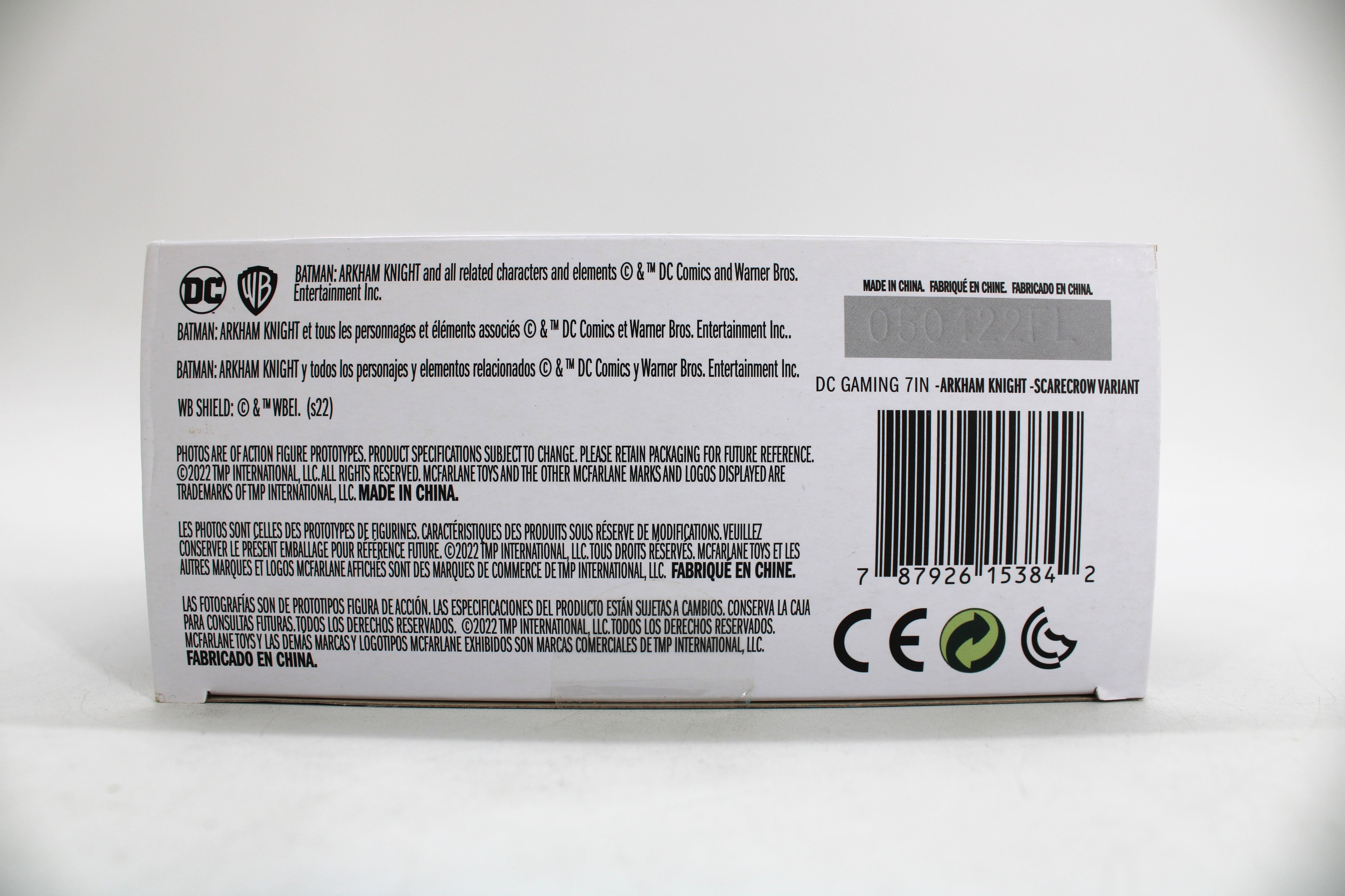 Scarecrow DC Multiverse Gold Label Collection 7-Inch — Package Detail with Barcode and Legal Text