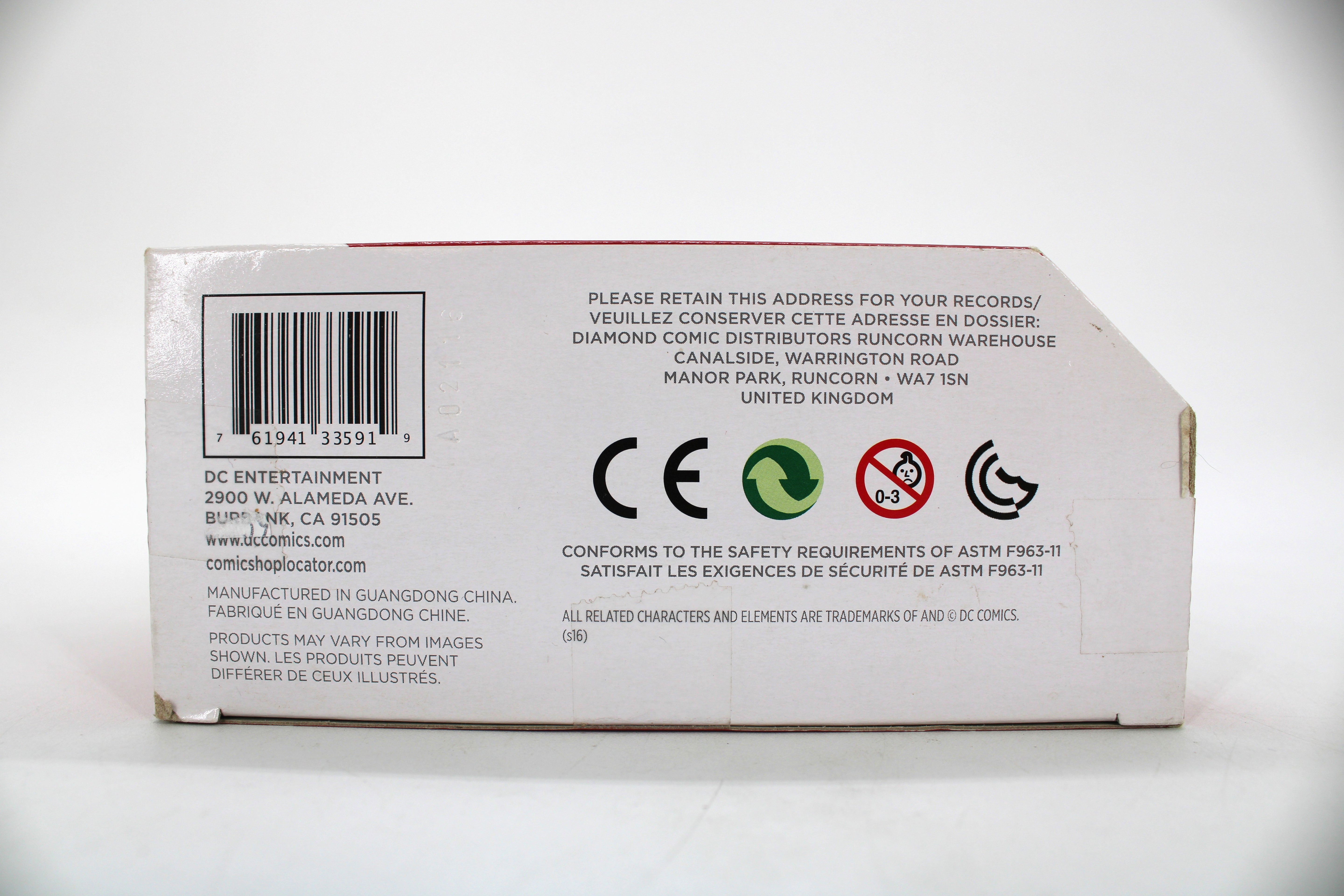 Reverse-Flash The Flash TV Series DC Collectibles — Package Detail with Barcode and Safety Information