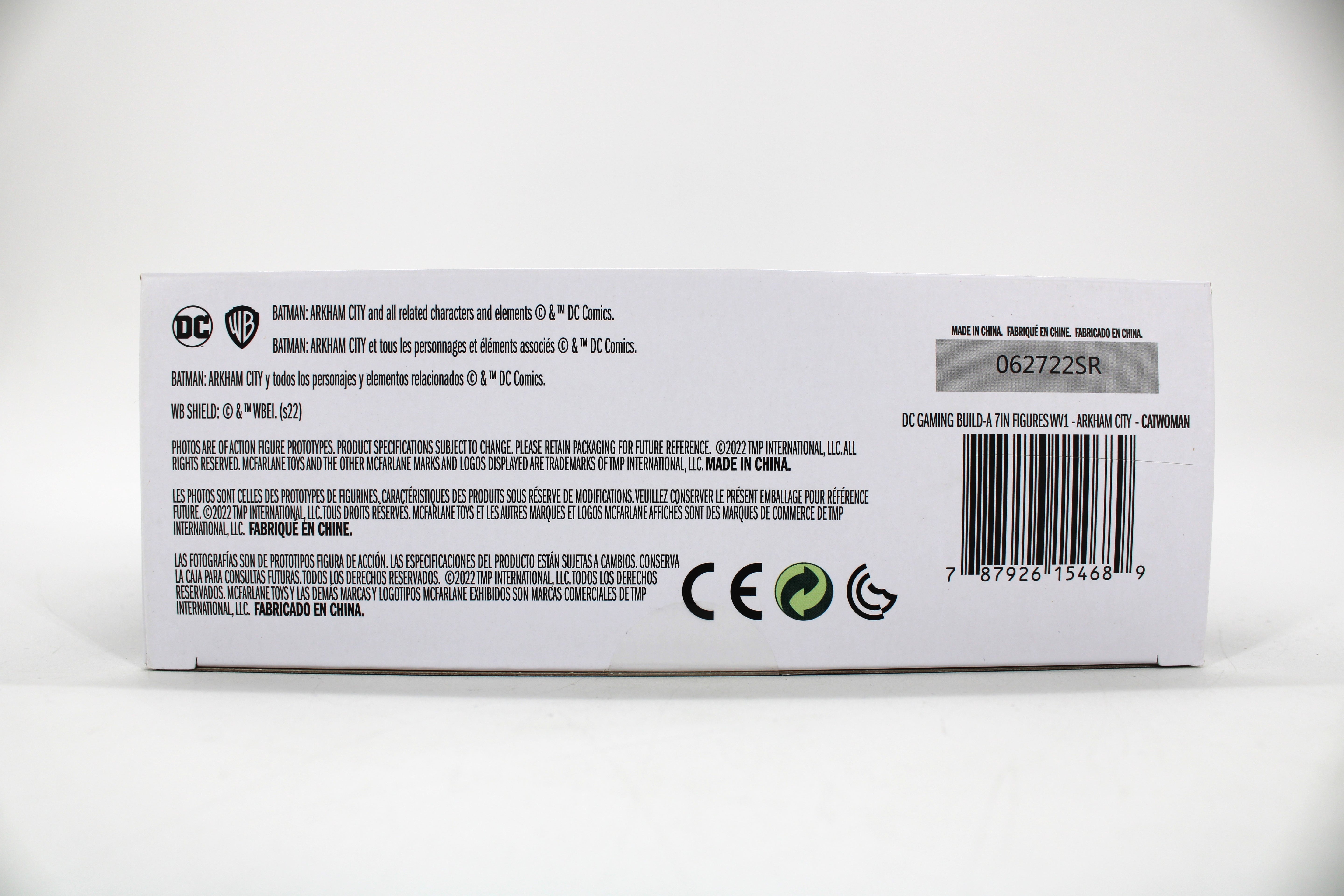Catwoman DC Multiverse Batman: Arkham City 7-Inch — Package Detail with Barcode and Legal Text