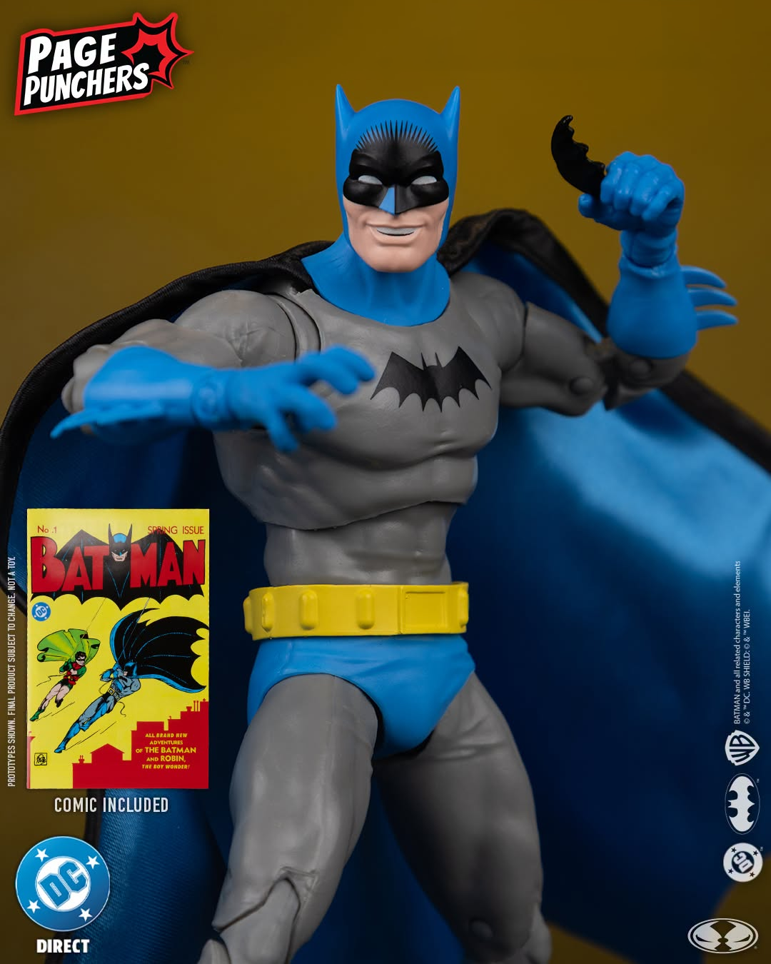 Batman Page Punchers 7-Inch Figure DC — Figure Detail Close-Up Holding Batarang