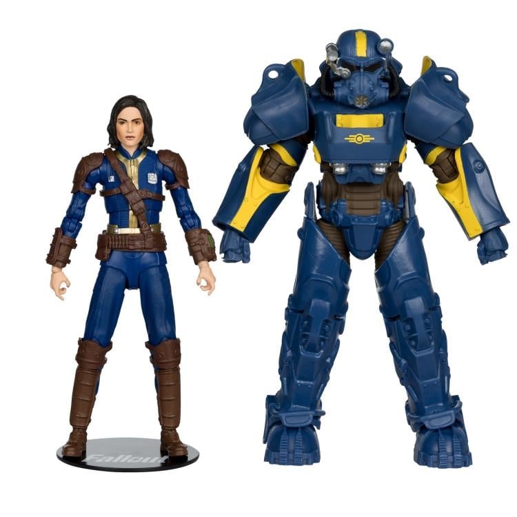 T-60 Vault Tec & Sole Survivor Fallout 7-Inch Two-Pack — Front View with Display Base