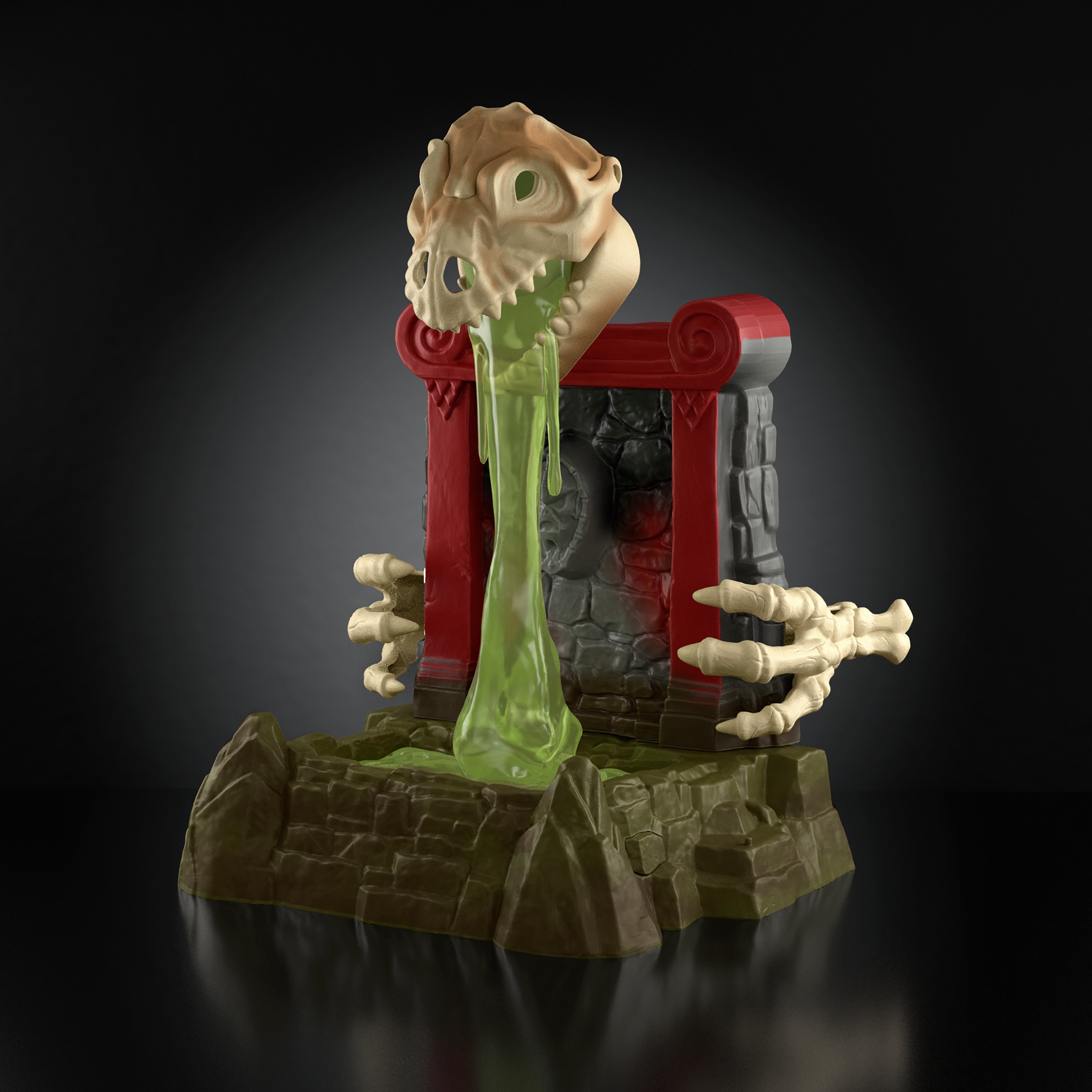 Horde Fright Pit MOTU Origins Playset — Side View Showing Slime Reservoir and Stone Archway Detail