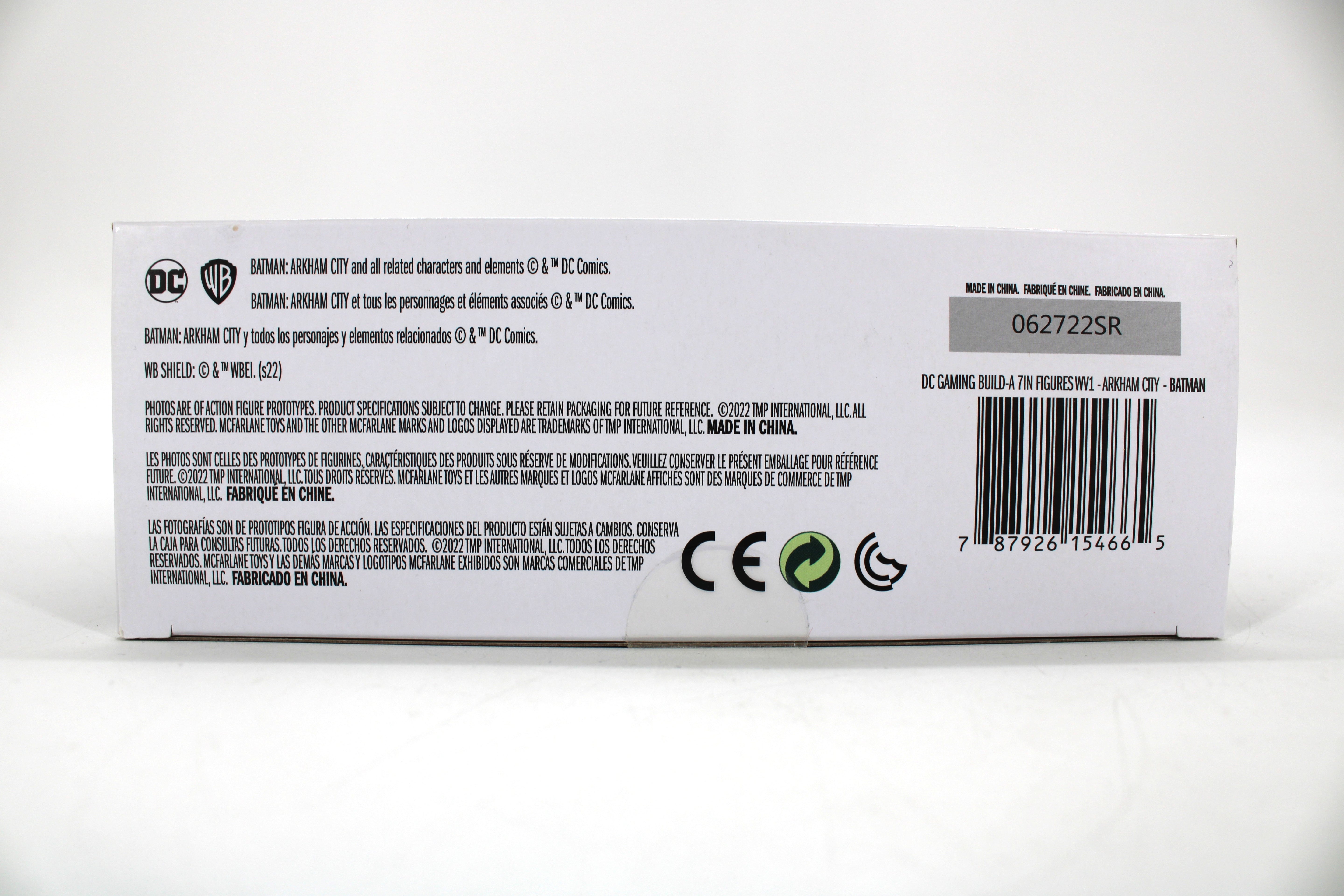 Batman DC Multiverse Arkham City 7-Inch — Package Detail with Barcode and Legal Text