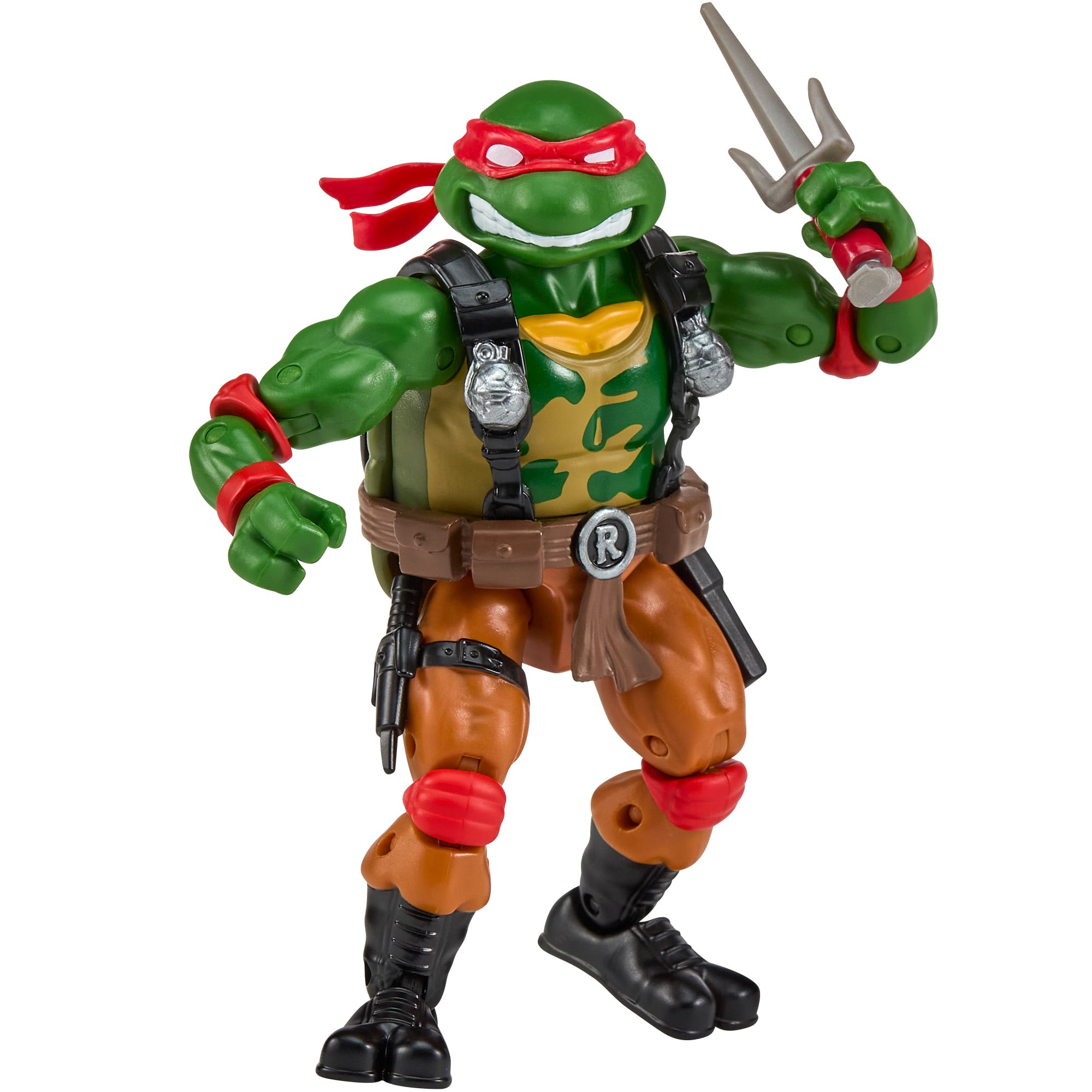 Raphael as Roadblock TMNT x GI Joe 4.5-Inch Figure — Side View with Tri-Sai Pod
