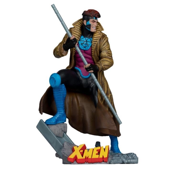 Gambit Marvel Comics 1/10 Scale Statue — Side View Seated Pose on X-Men Base