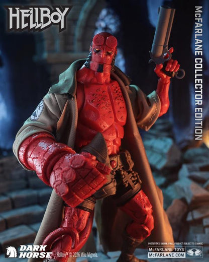 Hellboy McFarlane Collector Edition 7-Inch Figure — Three-Quarter View Raising Staff