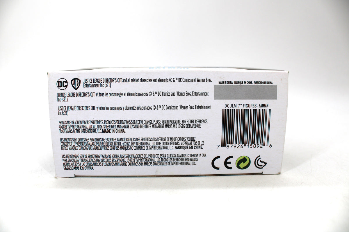 Batman DC Multiverse Justice League 2021 McFarlane Figure — Box Bottom with Licensing and Barcode