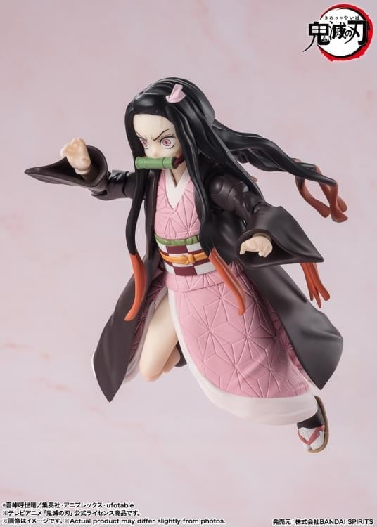 Nezuko Kamado S.H.Figuarts 5-Inch Figure — Articulation Pose Mid-Air Combat Stance Low Angle