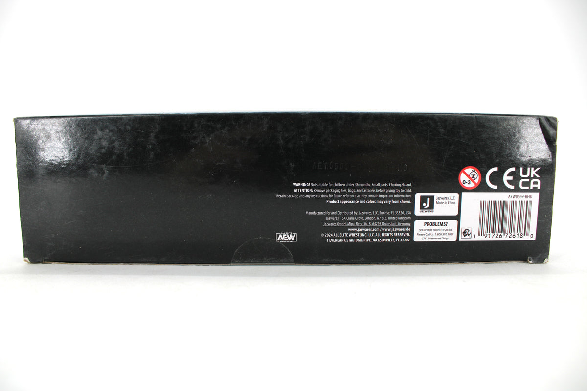 Sting AEW Unrivaled Supreme Collection 6-Inch Figure — Package Detail with Barcode and Legal Text