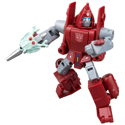 Autobot Powerglide Age of the Primes Deluxe 4.5-Inch Figure — Alien Mask on Blaster Side Pose