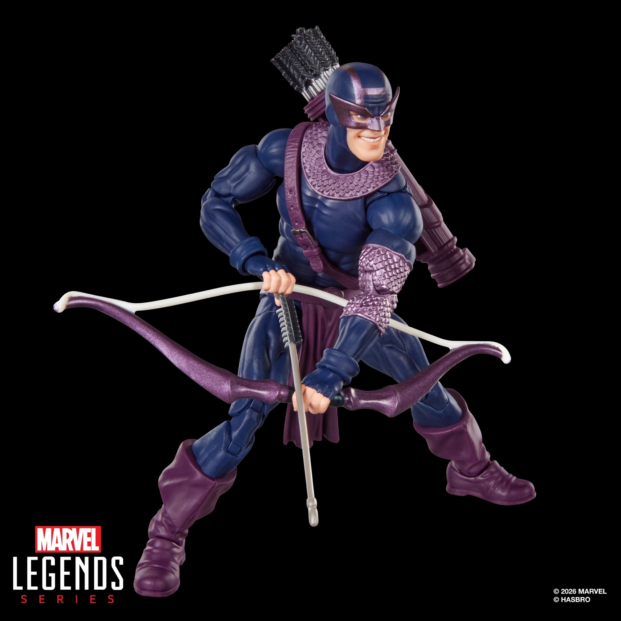 Dark Avengers Hawkeye Marvel Legends 6-Inch Figure — Articulation Pose Crouching with Bow Drawn and Arrow Nocked
