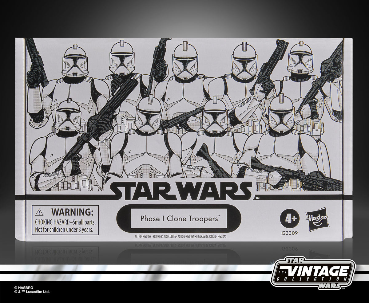 Phase I Clone Troopers Vintage Collection 3.75-Inch 4-Pack — Box Art Front Close-Up Star Wars Hasbro