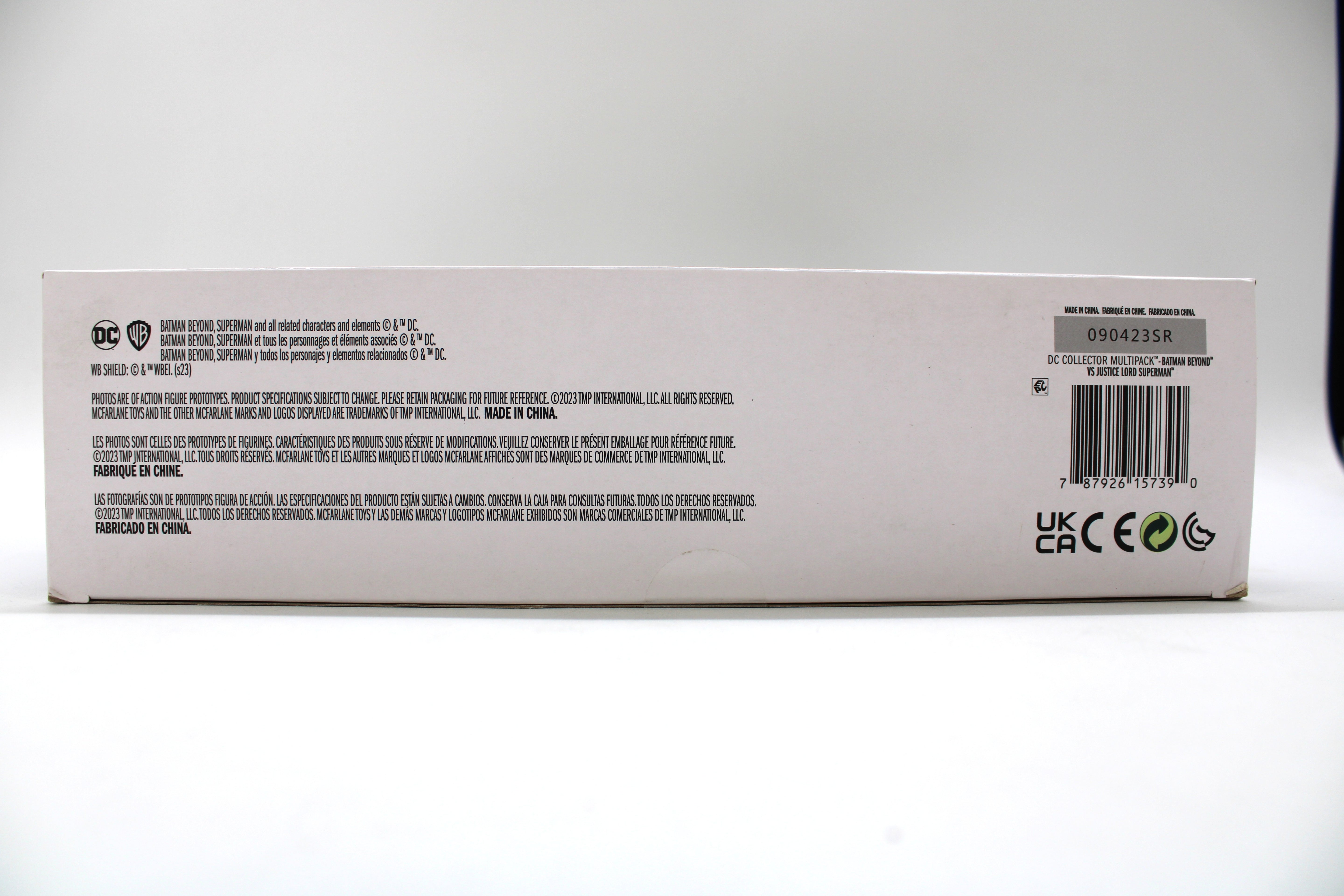 Batman Beyond 2.0 vs. Justice Lord Superman DC Multiverse 2-Pack — Package Detail with Barcode and Legal Text