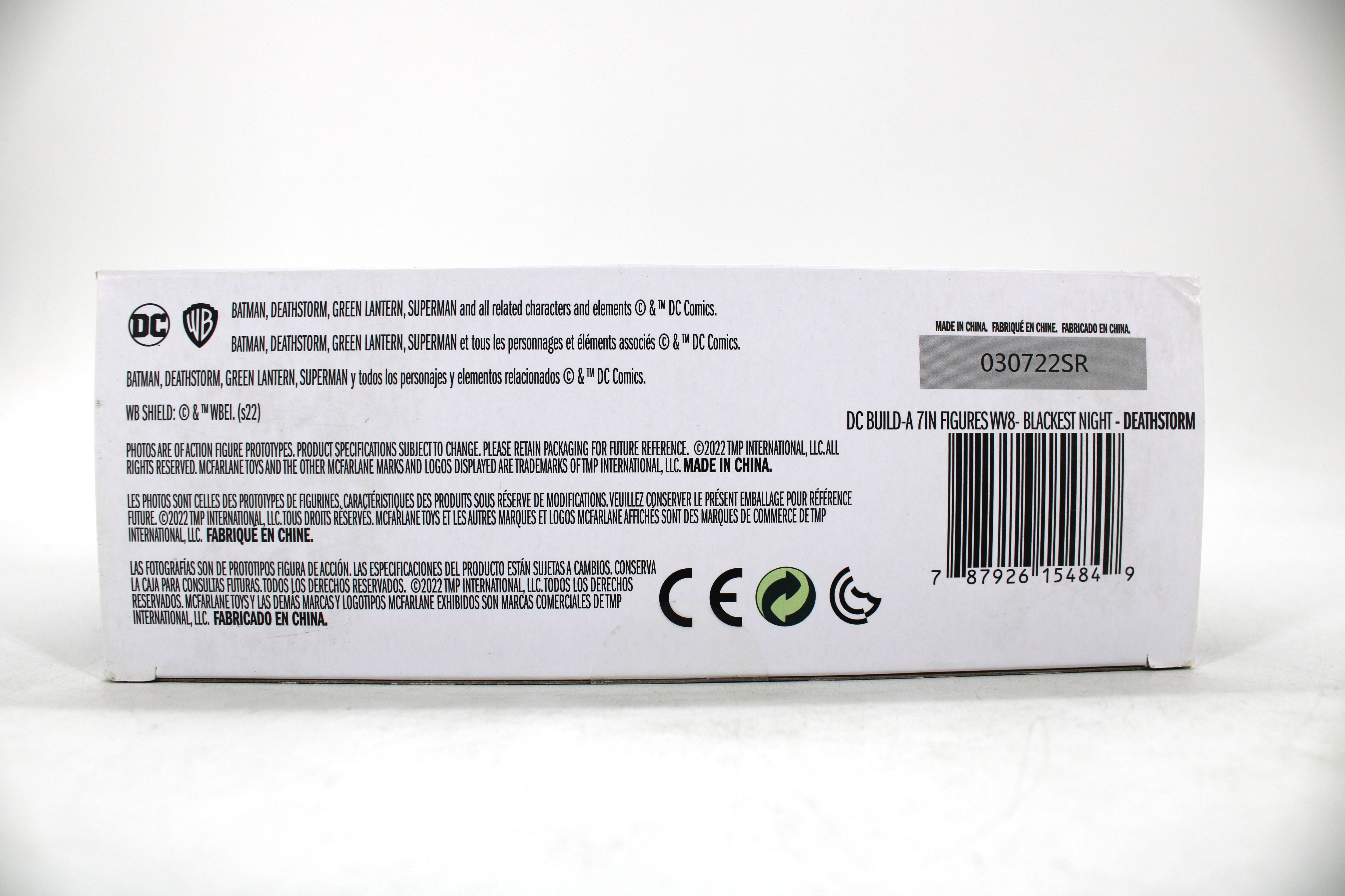 Deathstorm DC Multiverse 7-Inch Figure — Package Detail with Barcode and Legal Text