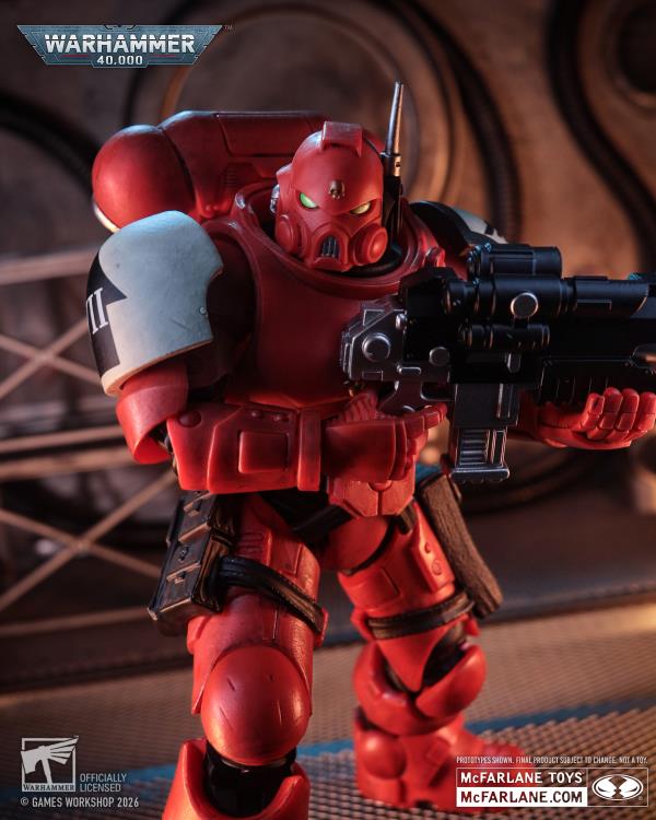 Blood Ravens Infiltrator Warhammer 40K Dawn of War IV 7-Inch Figure — Side View with Bolt Carbine Raised