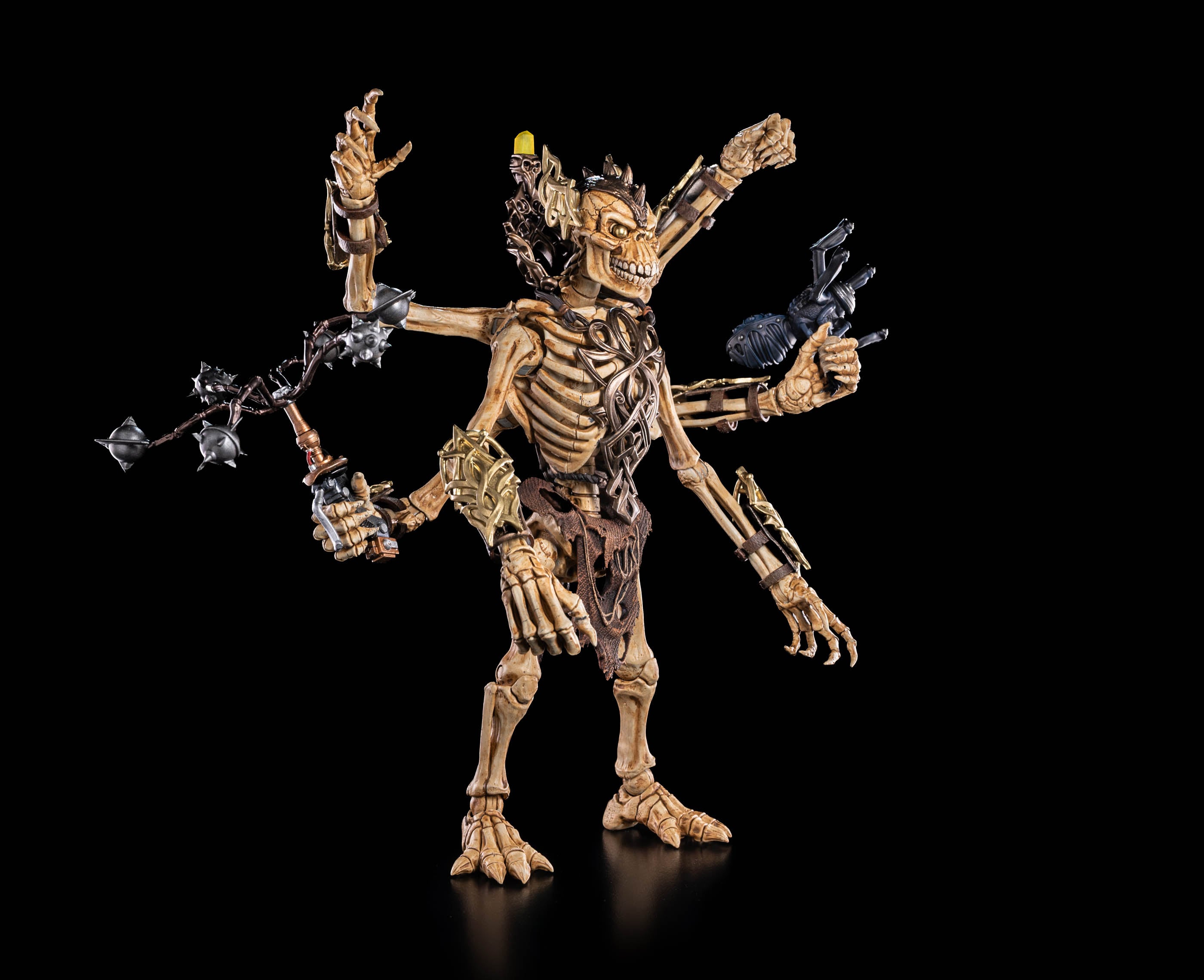 Aracula Skeleton Warriors Infinite Legions 6-Inch Figure — Three-Quarter View Displaying Multi-Arm Skeletal Detail