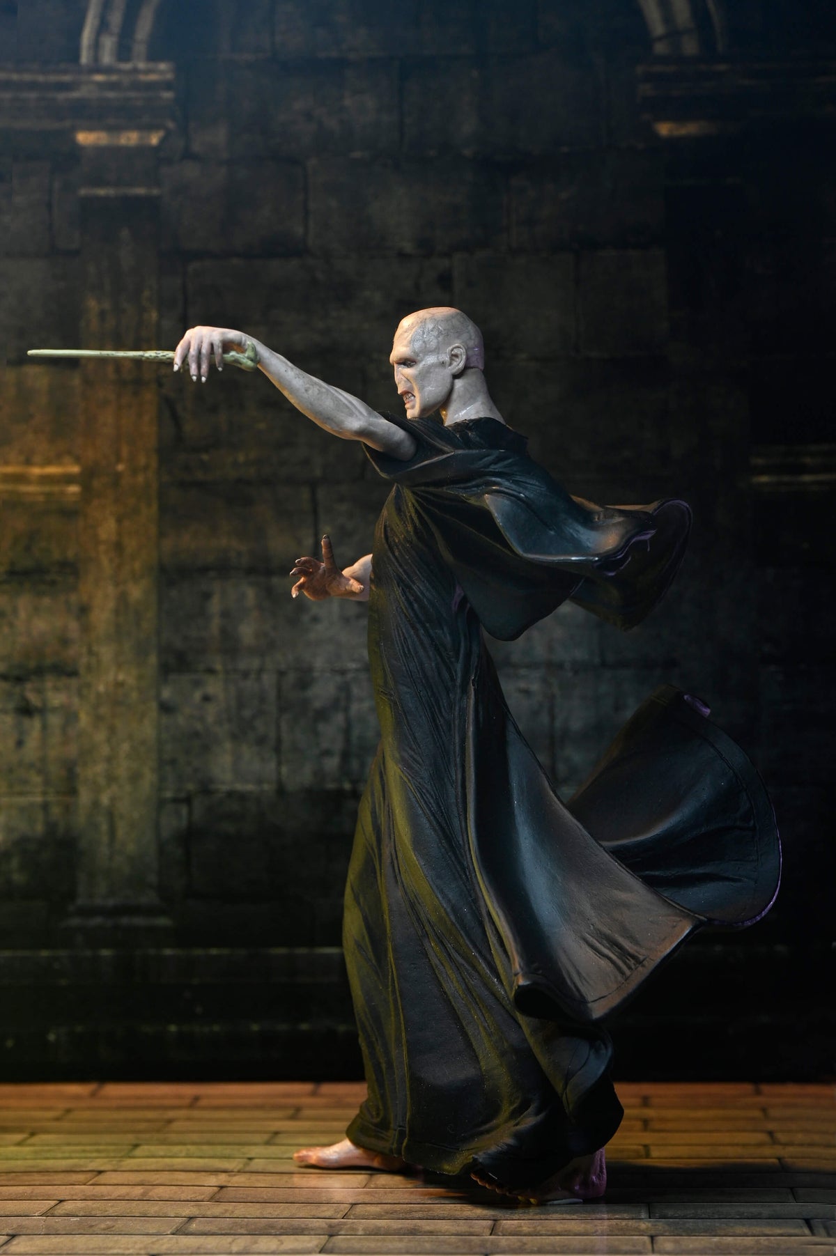 Lord Voldemort Harry Potter Legacy Collection 7-Inch Figure — Side Profile Wand Outstretched Low Angle