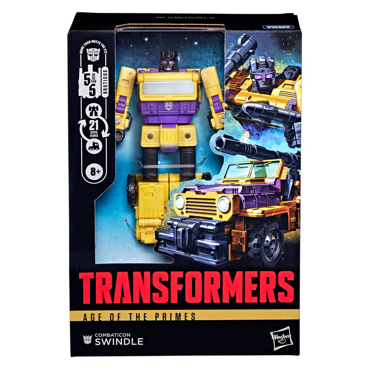 Swindle Age of the Primes Voyager 6.5-Inch Figure — Package Front Detail Combaticon Swindle Box