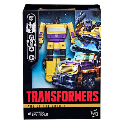 Swindle Age of the Primes Voyager 6.5-Inch Figure — Package Front Detail Combaticon Swindle Box