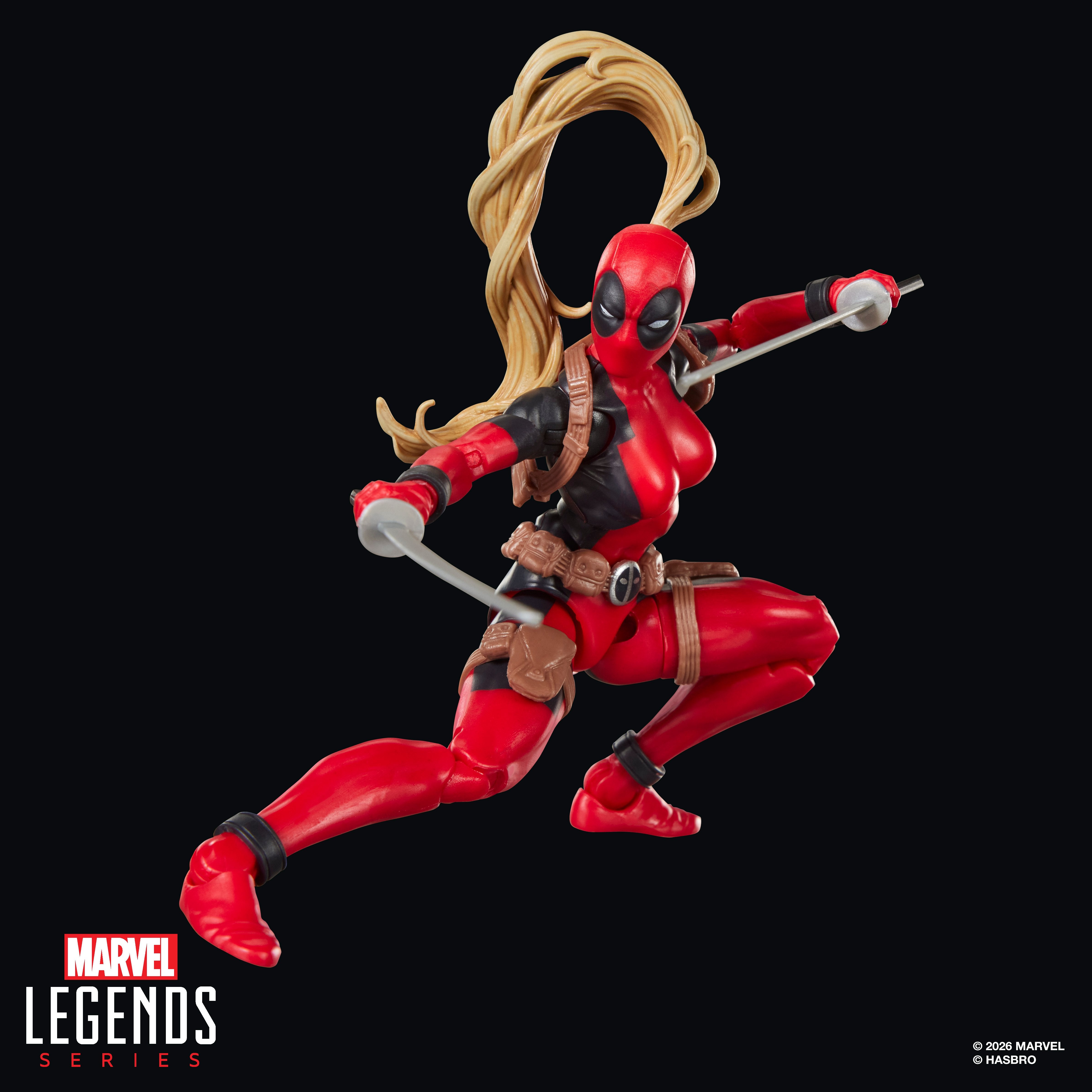 Lady Deadpool Marvel Legends 6-Inch Figure — Articulation Pose Crouching Katana Ready