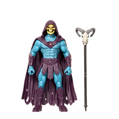 Skeletor Masters of the Universe 2026 5.5-Inch Figure — Front View with Ram Skull Staff Displayed Separately