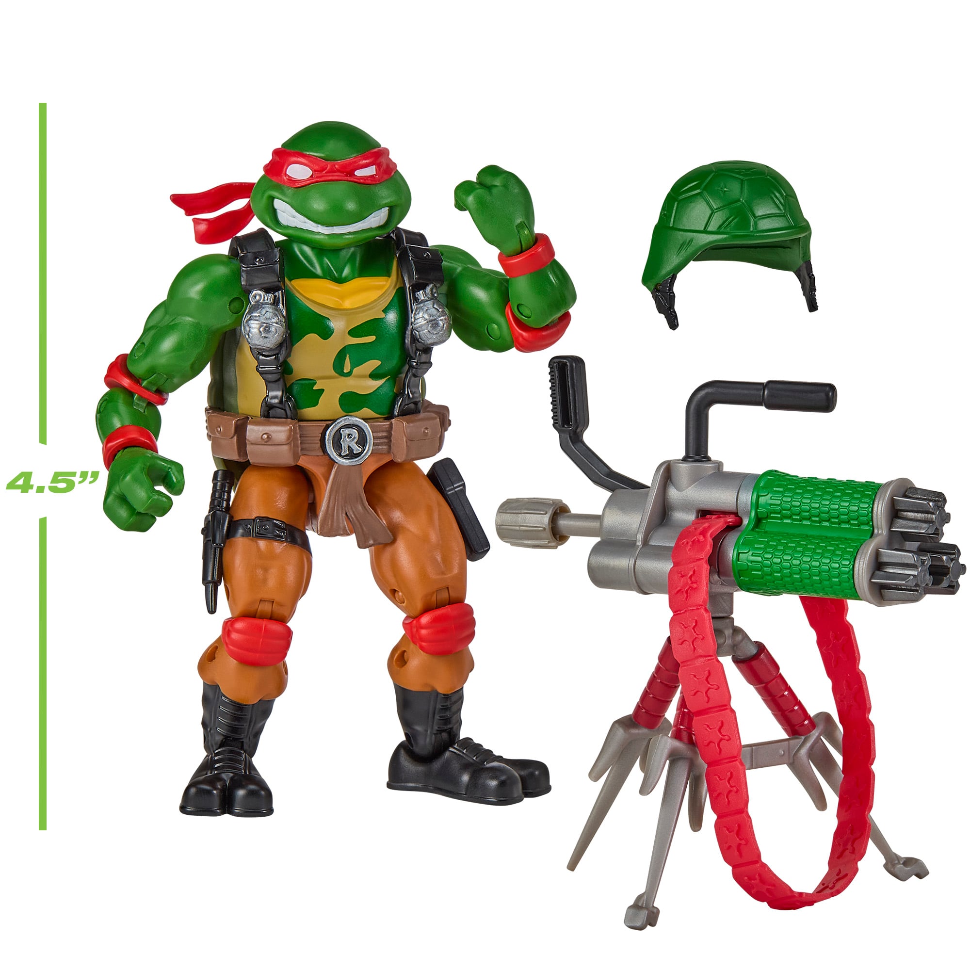 Raphael as Roadblock TMNT x GI Joe 4.5-Inch Figure — Scale Reference with Accessories Included