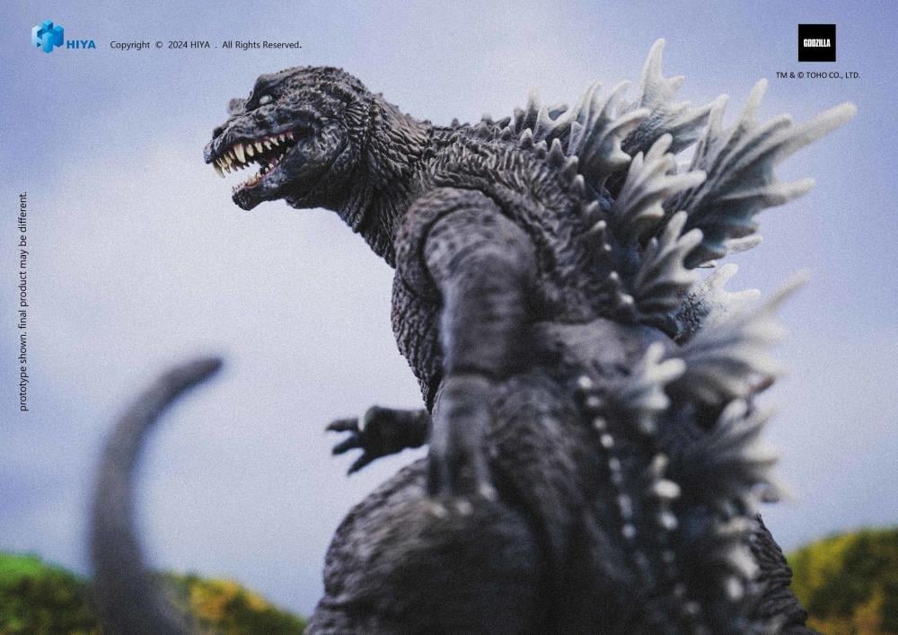 GMK Godzilla Exquisite Basic 7-Inch Figure — Figure Detail Close-Up Of Head Teeth And Dorsal Spines From Low Angle