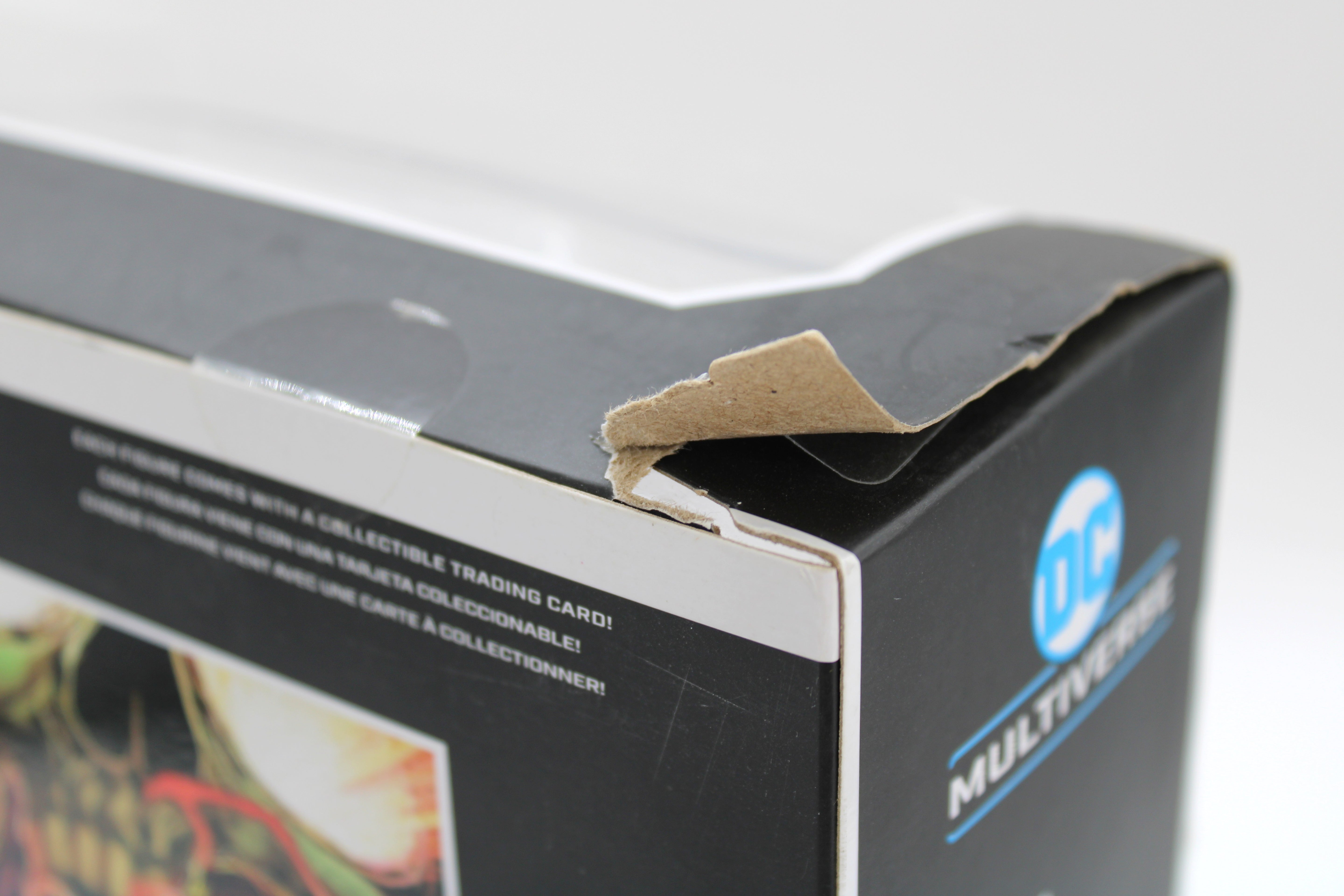 The Flash & Batman Earth -52 The Red Death DC Multiverse Two-Pack — Package Detail Showing Box Corner Damage
