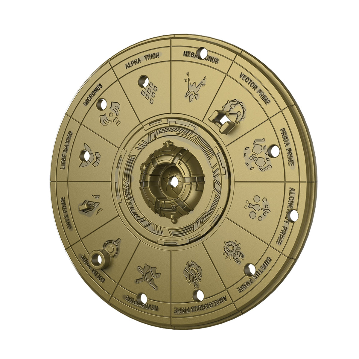 Sentinel Prime Age of the Primes Conduit Artifact Holder — Engraved Thirteen Primes Disc Detail