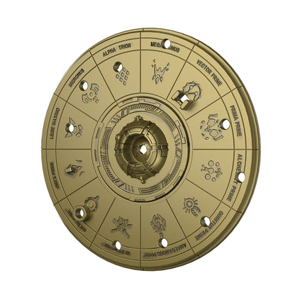 Sentinel Prime Age of the Primes Conduit Artifact Holder — Engraved Thirteen Primes Disc Detail