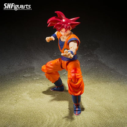 Super Saiyan God Goku S.H.Figuarts 5.5-Inch Figure — Raised Knee Guard Articulation Pose