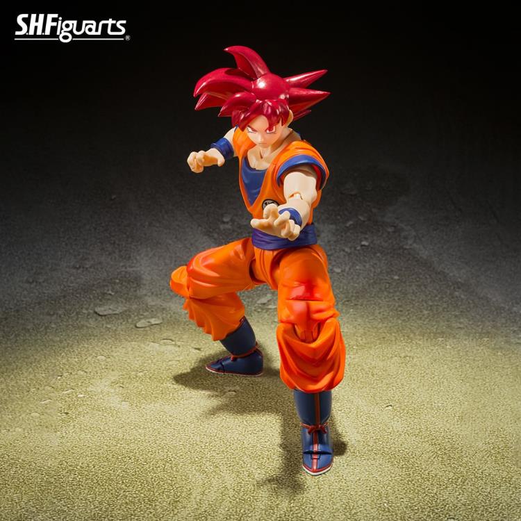 Super Saiyan God Goku S.H.Figuarts 5.5-Inch Figure — Raised Knee Guard Articulation Pose
