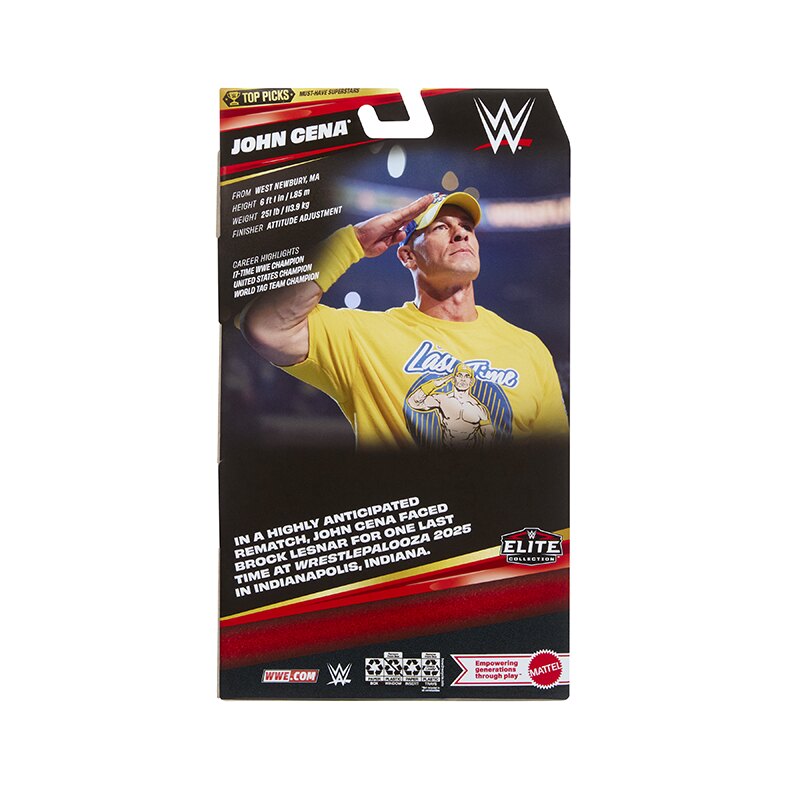 John Cena WWE Elite Top Picks 2027 6-Inch Figure — Package Detail Back with Career Highlights