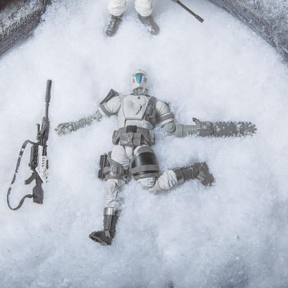 Arctic B.A.T. G.I. Joe Classified Series 6-Inch Figure — Out of Box Flat Lay with Chainsaw and Rifle