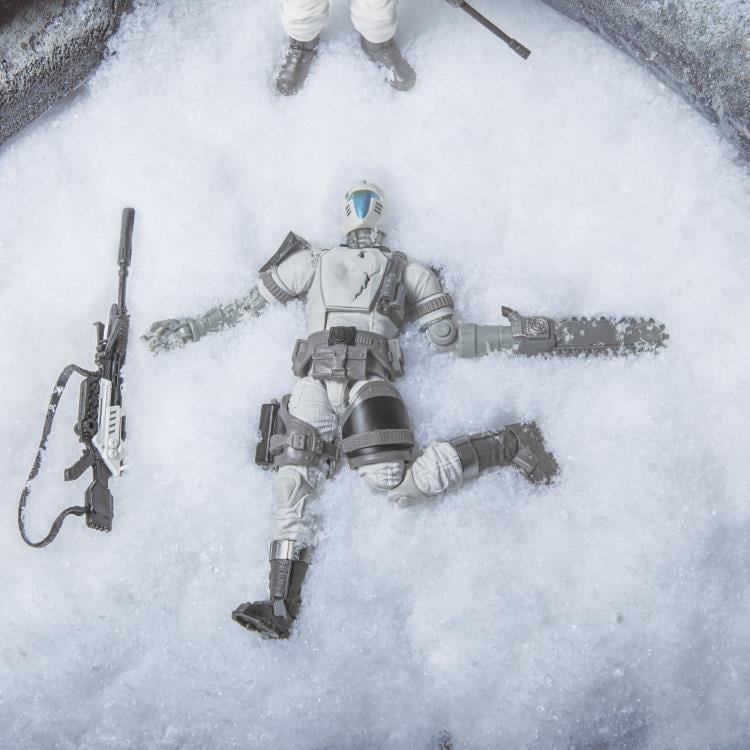 Arctic B.A.T. G.I. Joe Classified Series 6-Inch Figure — Out of Box Flat Lay with Chainsaw and Rifle