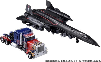 Jetfire Combine Dramatic Capture Series — Optimus Prime truck alt mode beside Jetfire SR-71 Blackbird jet alt mode