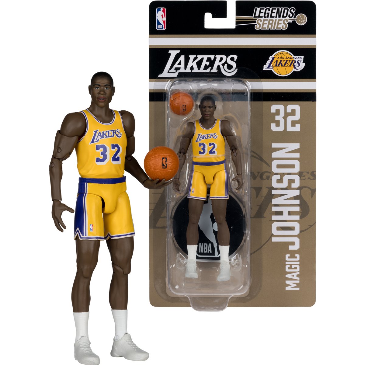 Magic Johnson NBA Legends SportsPicks 6-Inch Figure — Package Front with Figure Out of Box