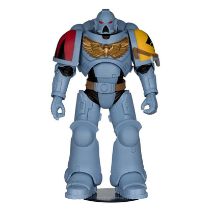 Space Wolves Grey Hunter Warhammer 40K 7-Inch Figure — Helmeted Head Front View on Figure Base