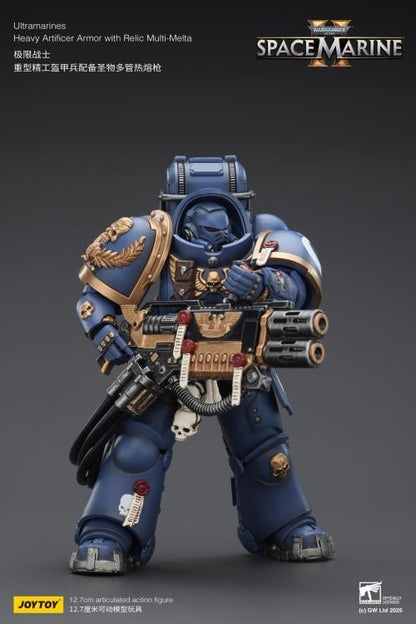 Ultramarines Heavy Artificer Armor Space Marine 2 JoyToy 1/18 Figure — Side View Aiming Pose